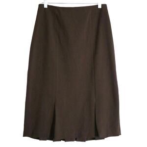 Vintage Y2K Dalia Brown Skirt Pencil Straight A Line Pleated Size 4 Work Office